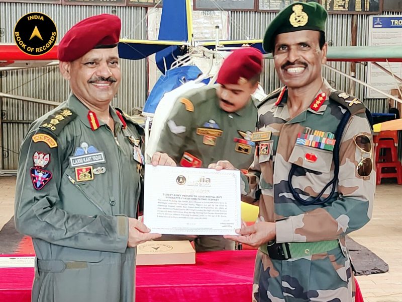 OLDEST ARMY PERSON TO LEAD MICROLIGHT AIRCRAFTS FORMATION FLYING FLYPAST