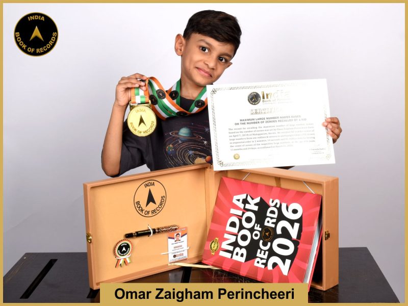 Pic of Omar Zaigham Perincheeri, Maximum large number names based on the number of zeroes recalled by a kid.