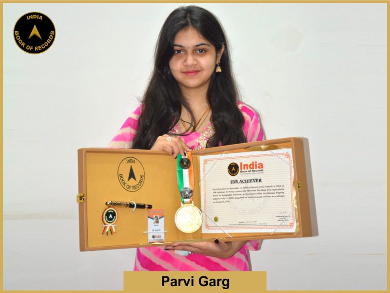 Image of Parvi Garg with IBR Achiever certificate.