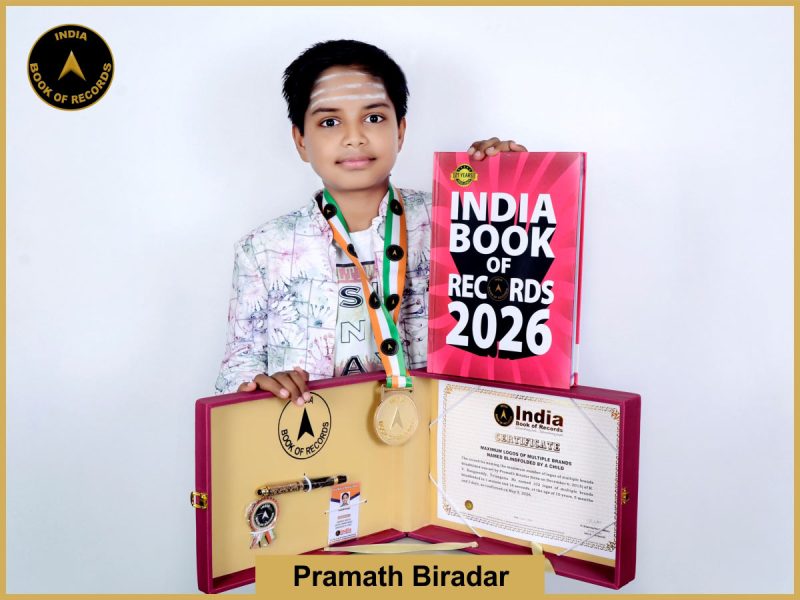 Image of Pramath Biradar, Maximum logos of multiple brands named blindfolded by a child.