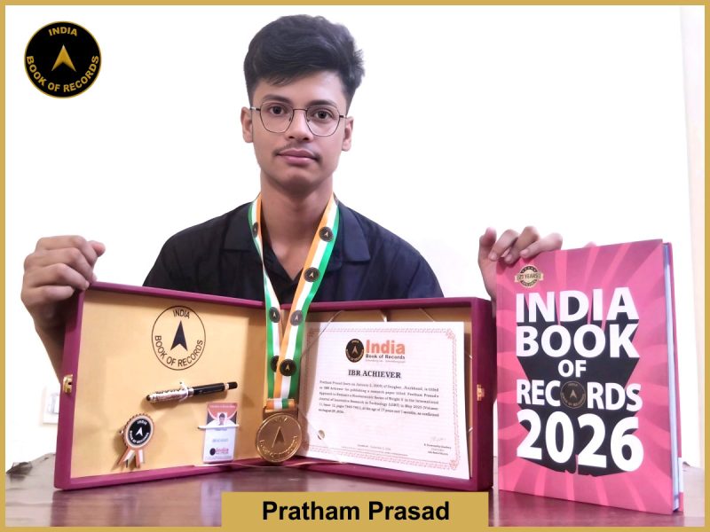 Image of Pratham Prasad with IBR Achiever Certificate.