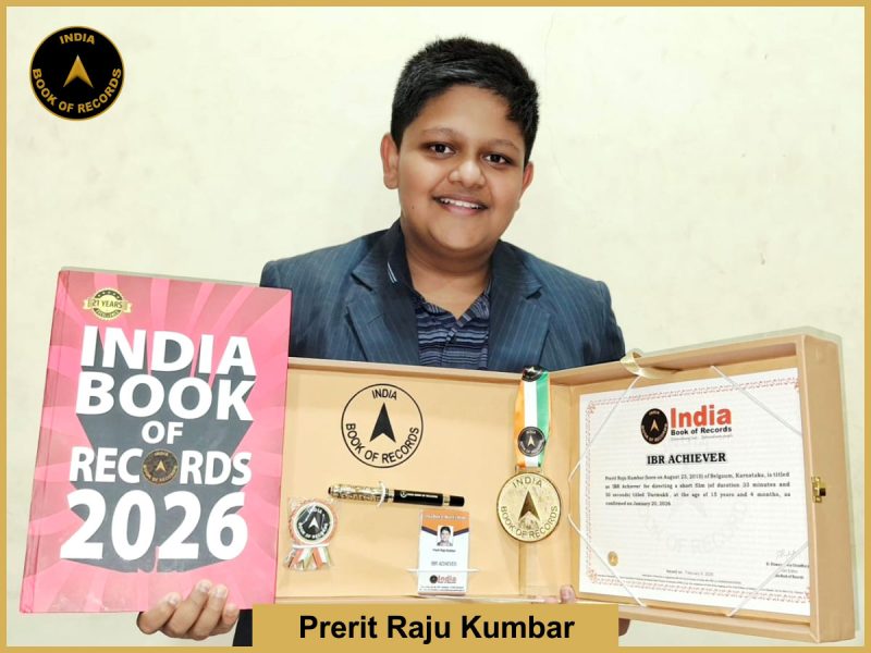 Image of Prerit Raju Kumbar  with IBR Achiever Certificate.