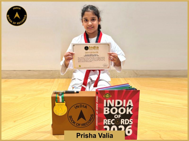 Image of Prisha Valia, Maximum medals won in Taekwondo by a sibling trio