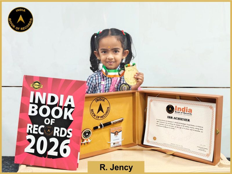 Pic of R. Jency with IBR Achiever Certificate.