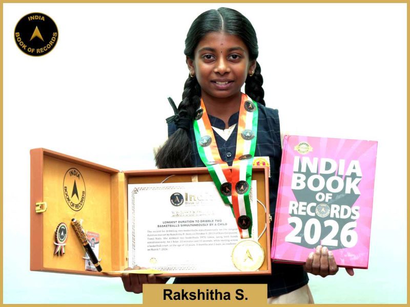 Rakshita S. Longest duration to dribble two basketballs simultaneously by a child