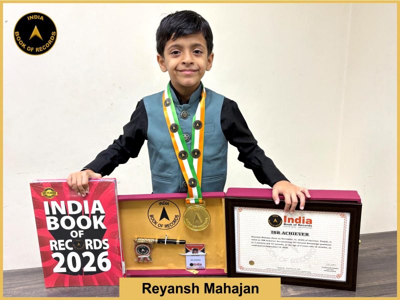 Image of Reyansh Mahajan with IBR Achiever Certificate.