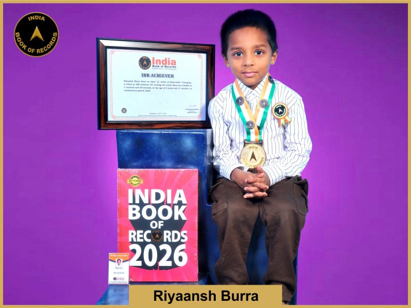 Image of Riyaansh Burra with IBR Achiever certificate.