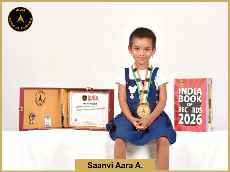 Pic of Saanvi Aara A. With IBR Achiever Certificate.