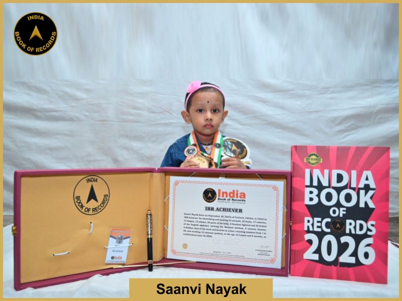 Image of Saanvi Nayak with IBR Achiever Certificate.