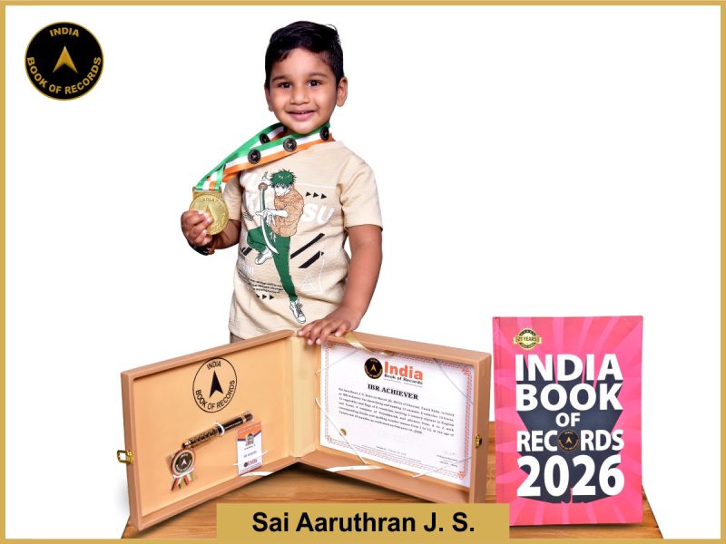 Image of Sai Aaruthran J. S. with IBR Achiever certificate.