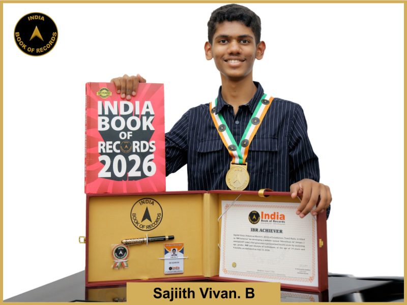 Image of Sajiith Vivan. B with IBR Achiever Certificate.