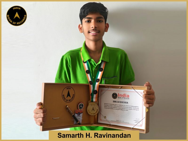 Image of Samarth H. Ravinandan with IBR Achiever certificate.