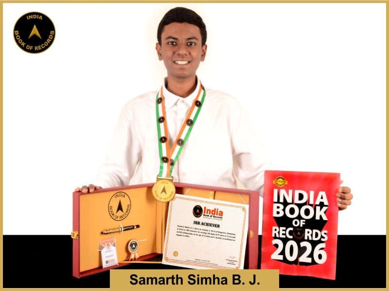 Pic of Samarth Simha B. J. with IBR Achiever Certificate.