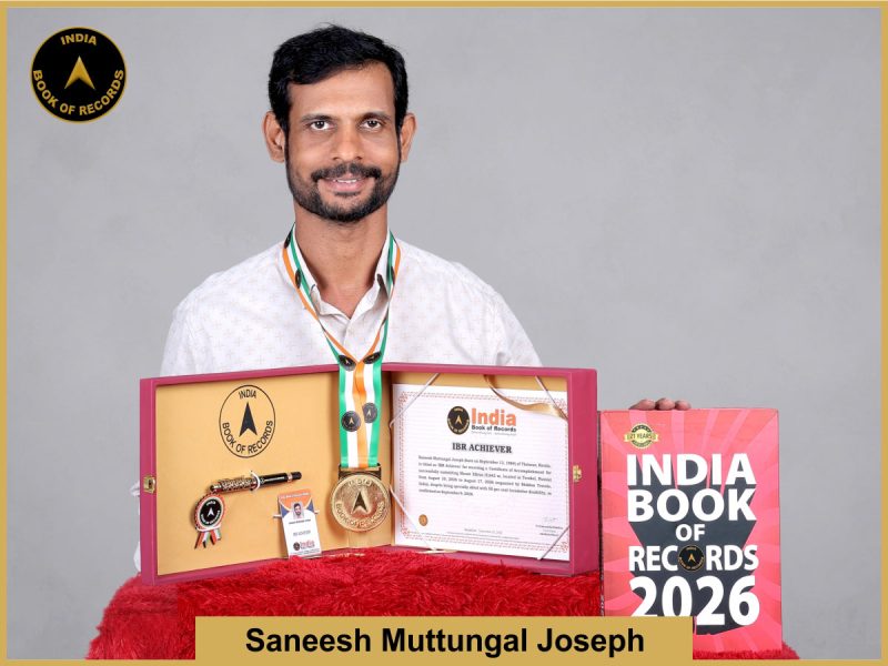 Pic of Saneesh Muttungal Joseph with IBR Achiever Certificate.