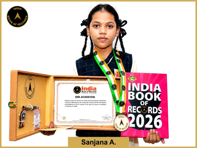 Image of Sanjana A. with IBR Achiever certificate.