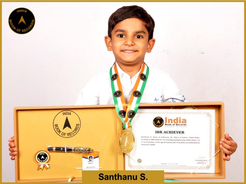 Image of Santhanu S. with IBR Achiever certificate.