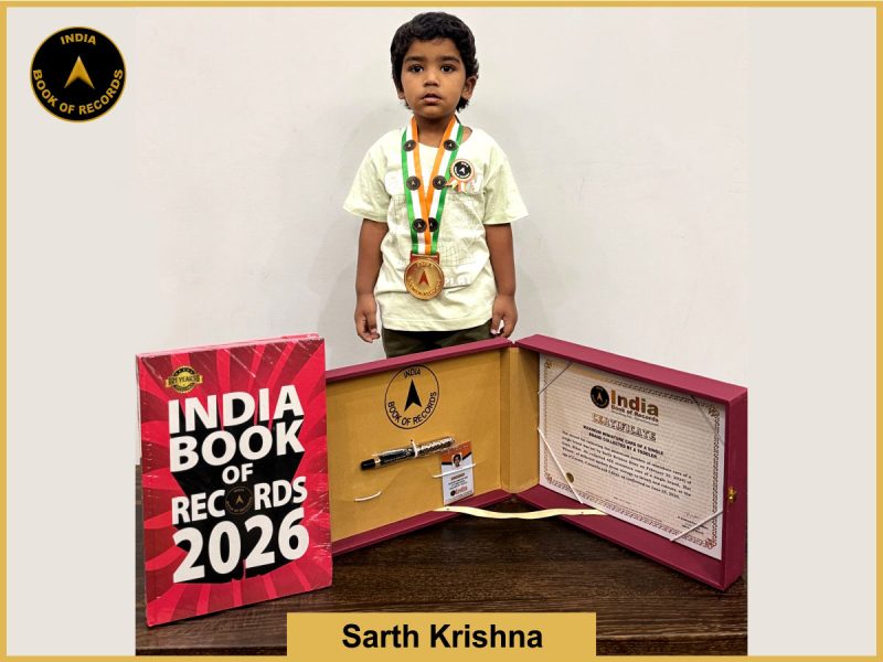 Pic of Sarth Krishna, Maximum miniature cars of a single brand collected by a toddler.