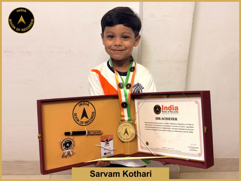 Image of Sarvam Kothari with IBR Achiever Certificate.