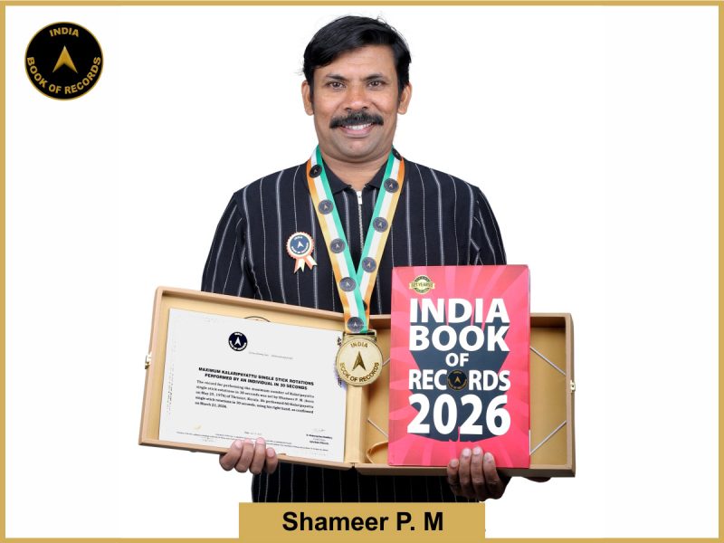 Image of Shameer P M, Maximum Kalaripayattu single stick rotations performed by an individual in 30 seconds.
