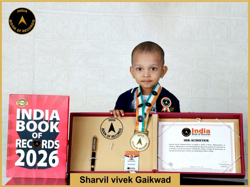 Image of Sharvil Vivek Gaikwad with IBR Achiever Certificate.