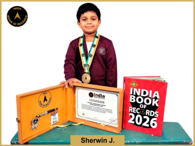 10. Maximum times hands clapped in one minute by a kid - Sherwin-J.