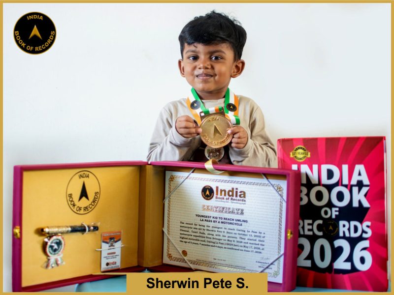 Image of Sherwin Pate S, Youngest kid to reach Umling La Pass by a motorcycle.