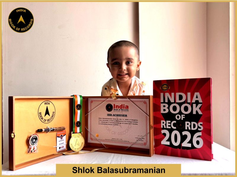 Image of Shlok Balasubramanian with IBR Achiever certificate.
