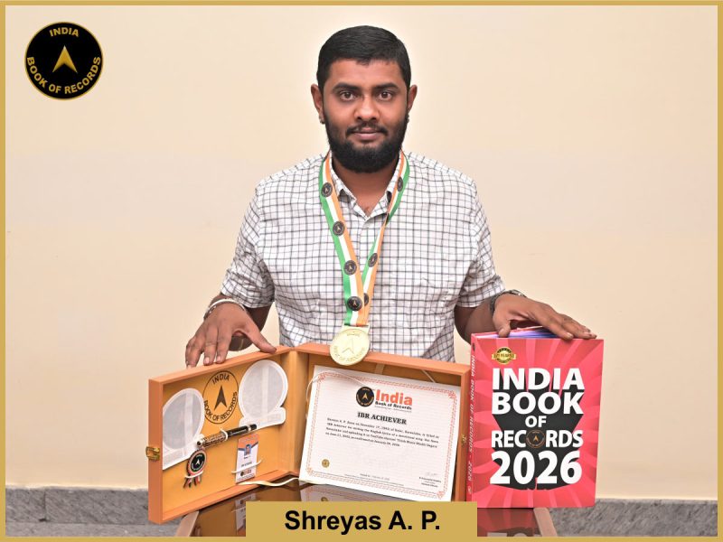 Image of Shreyas A. P. with IBR Achiever certificate.