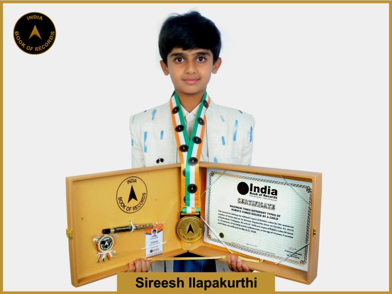 Image of Sireesh Ilapakurthi, Maximum times different types of Rubik's cubes solved by a child