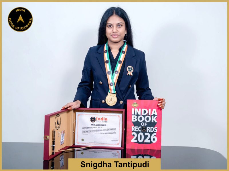Image of Snigdha Tantipudi with IBR Achiever certificate.