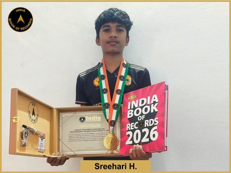 Longest duration to perform the Vrischikasana Leg Split yoga pose by a teen