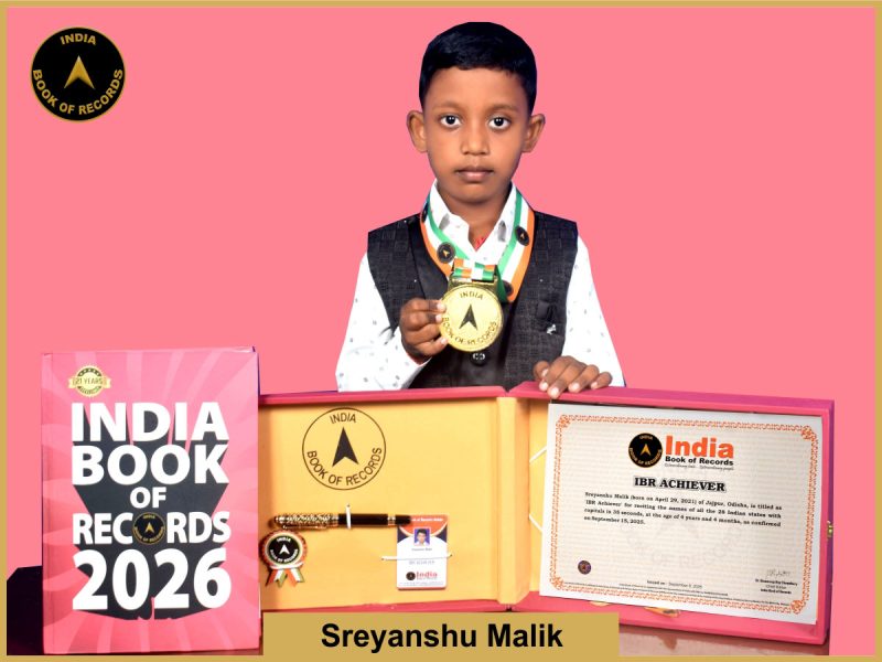 Image of Sreyanshu Malik with IBR Achiever Certificate.