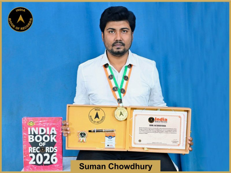 Image of Suman Chowdhury with IBR Achiever Certificate.