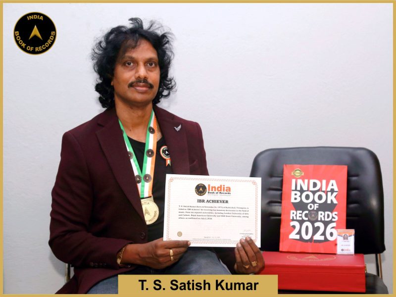 Image of T. S. Satish Kumar with IBR Achiever Certificate.