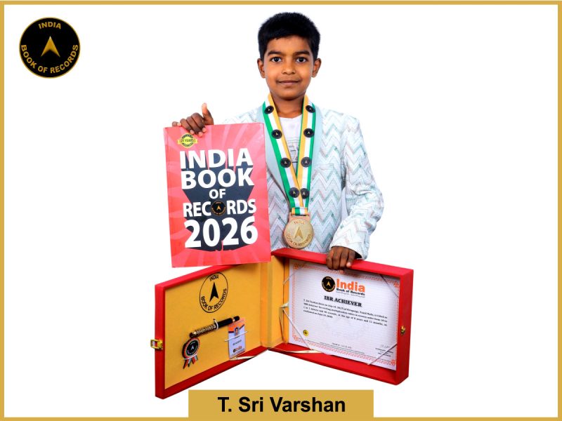 Image of T. Sri Varshan with IBR Achiever certificate.