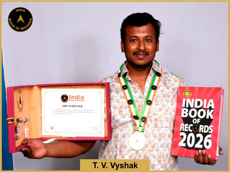 Image of T. V. Vyshak with IBR Achiever Certificate.