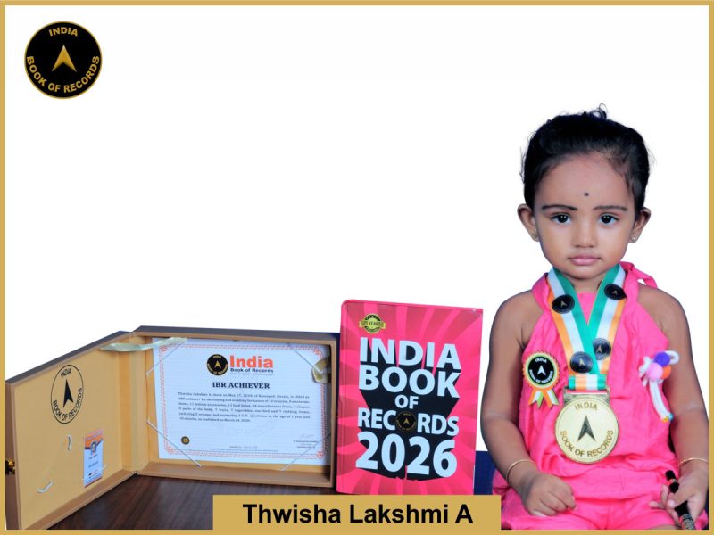 Image of Thwisha Lakshmi A. with IBR Achiever Certificate.