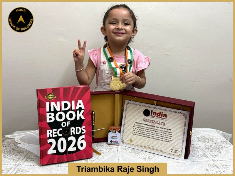 Pic of Triambika Raje Singh, Youngest to pronounce a long English word.