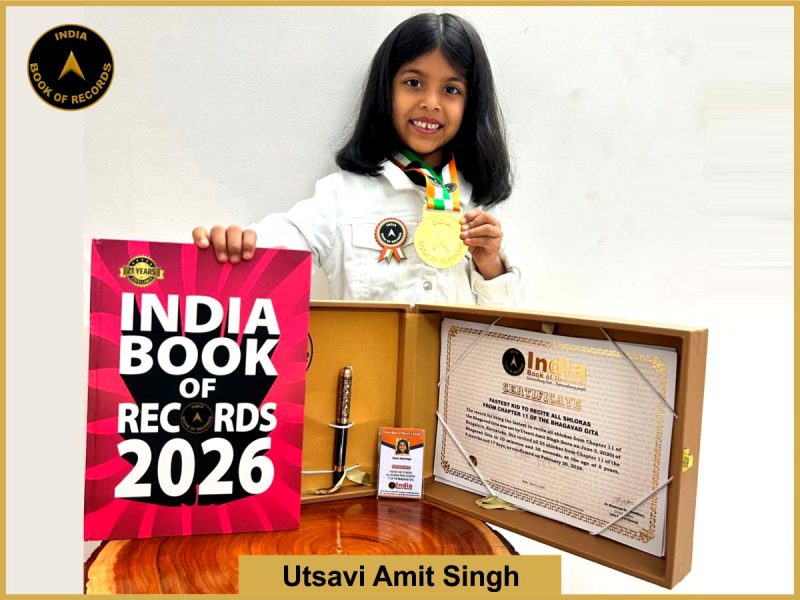 pic of Utsavi Amit Singh, Fastest kid to recite all shlokas from Chapter 11 of the Bhagavad Gita