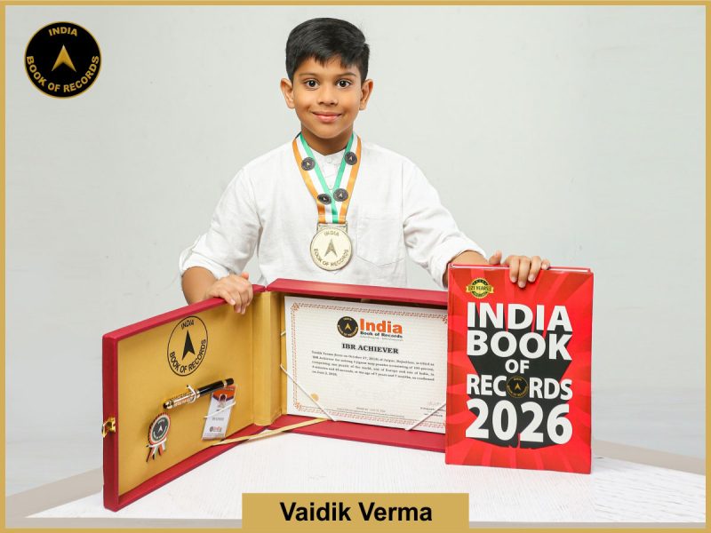 Image of Vaidik Verma with IBR Achiever certificate.
