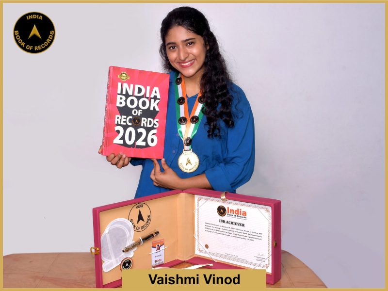 Image of Vaishmi Vinod with IBR Achiever certificate.