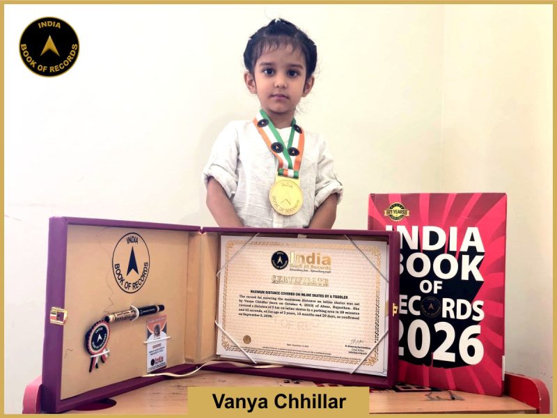 Image of Vanya Chhillar, Maximum distance covered on inline skates by a toddler.