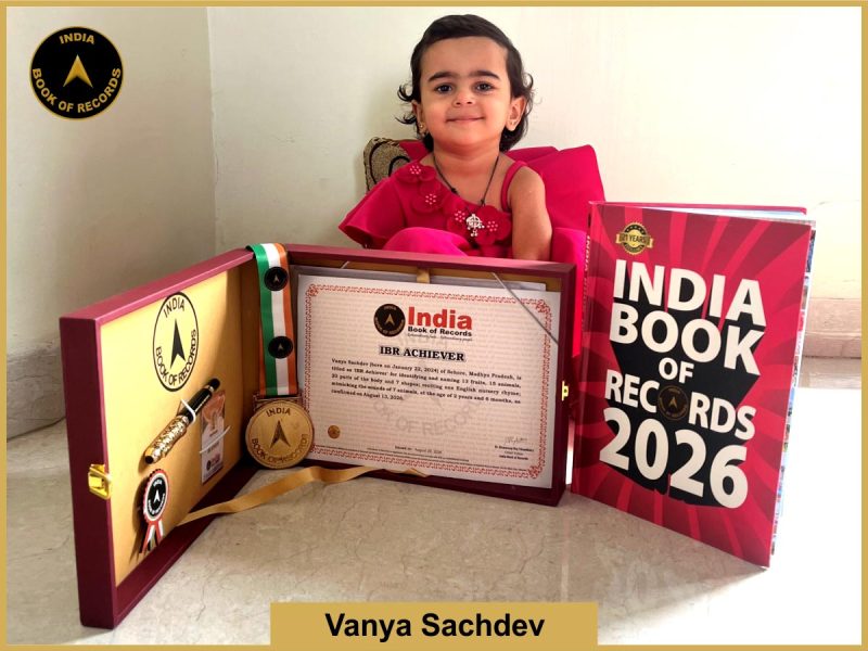 Image of Vanya Sachdev with IBR Achiever Certificate.