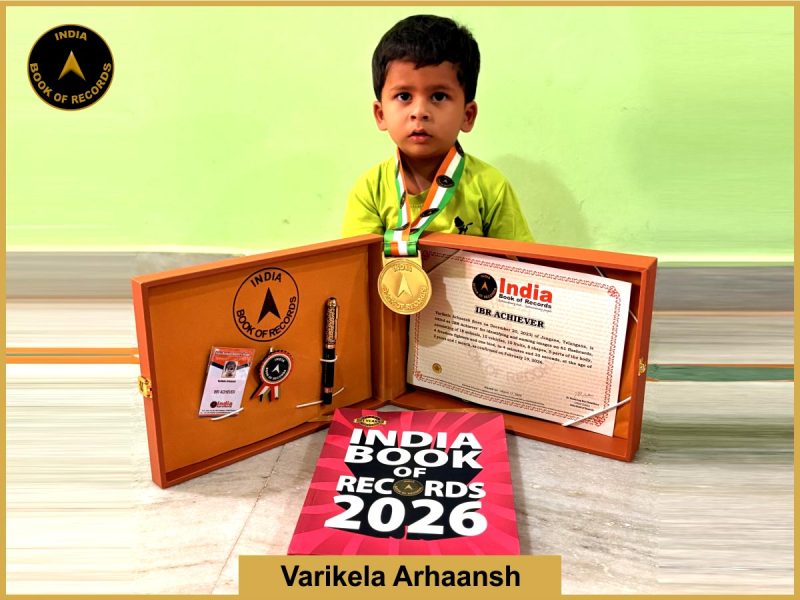 Image of Varikela Arhaansh with IBR Achiever certificate.