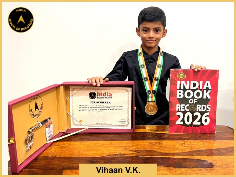 Image of Vihaan V.K. with IBR Achiever Certificate.