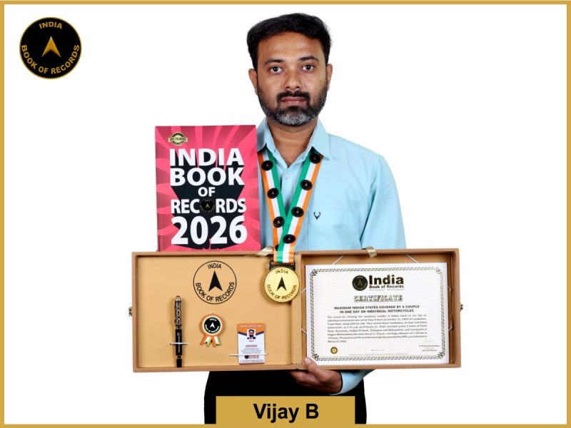 Image of Vijay B, Maximum Indian states covered by a couple in one day on individual motorcycles.