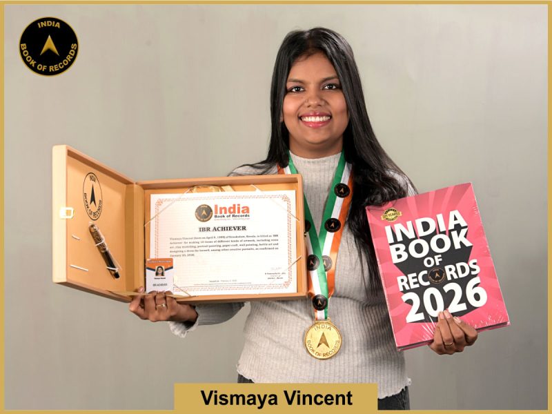 Image of Vismaya Vincent with IBR Achiever certificate.
