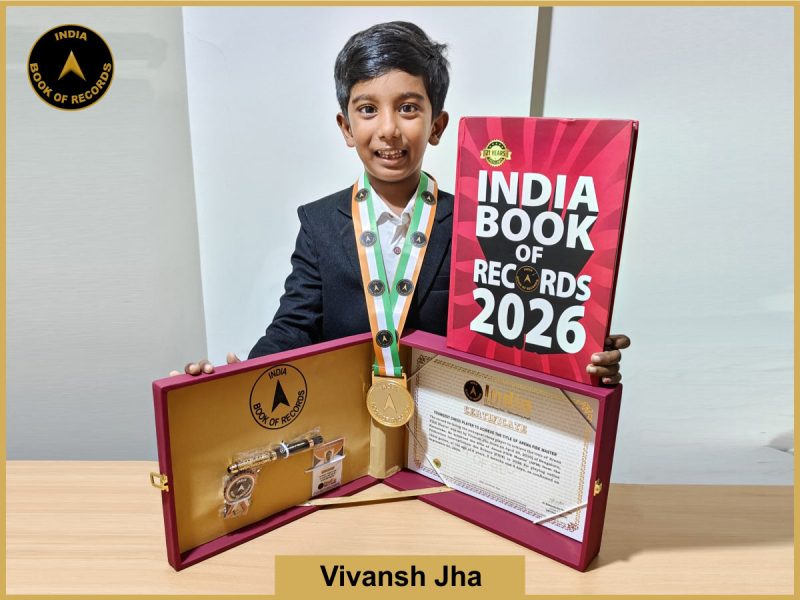 Pic of Vivansh Jha, Youngest chess player to achieve the title of 'Arena FIDE Master’.
