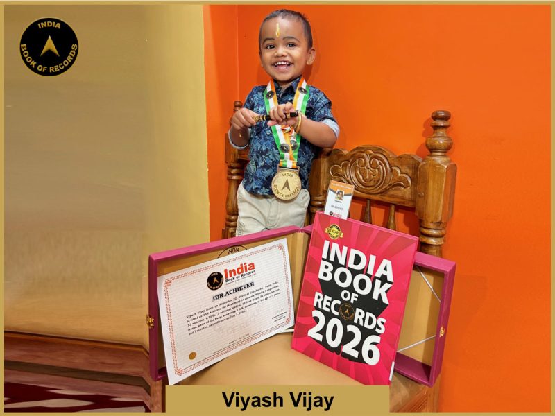 Image of Viyash Vijay with IBR Achiever Certificate.