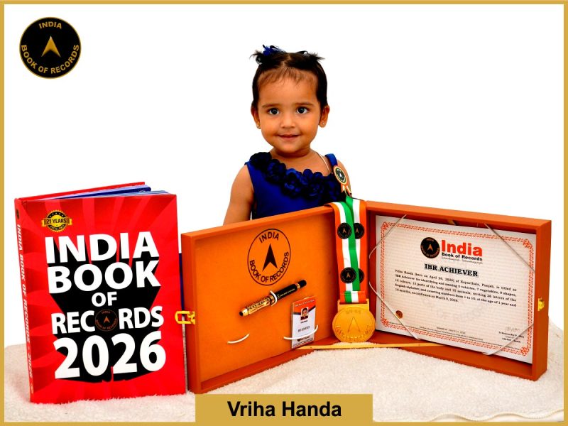 Pic of Vriha Handa with IBR Achiever certificate.